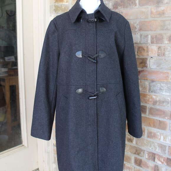 Nautica Women's Wool Coat XL Dark Gray Lined Slash Pockets - Picture 1 of 11